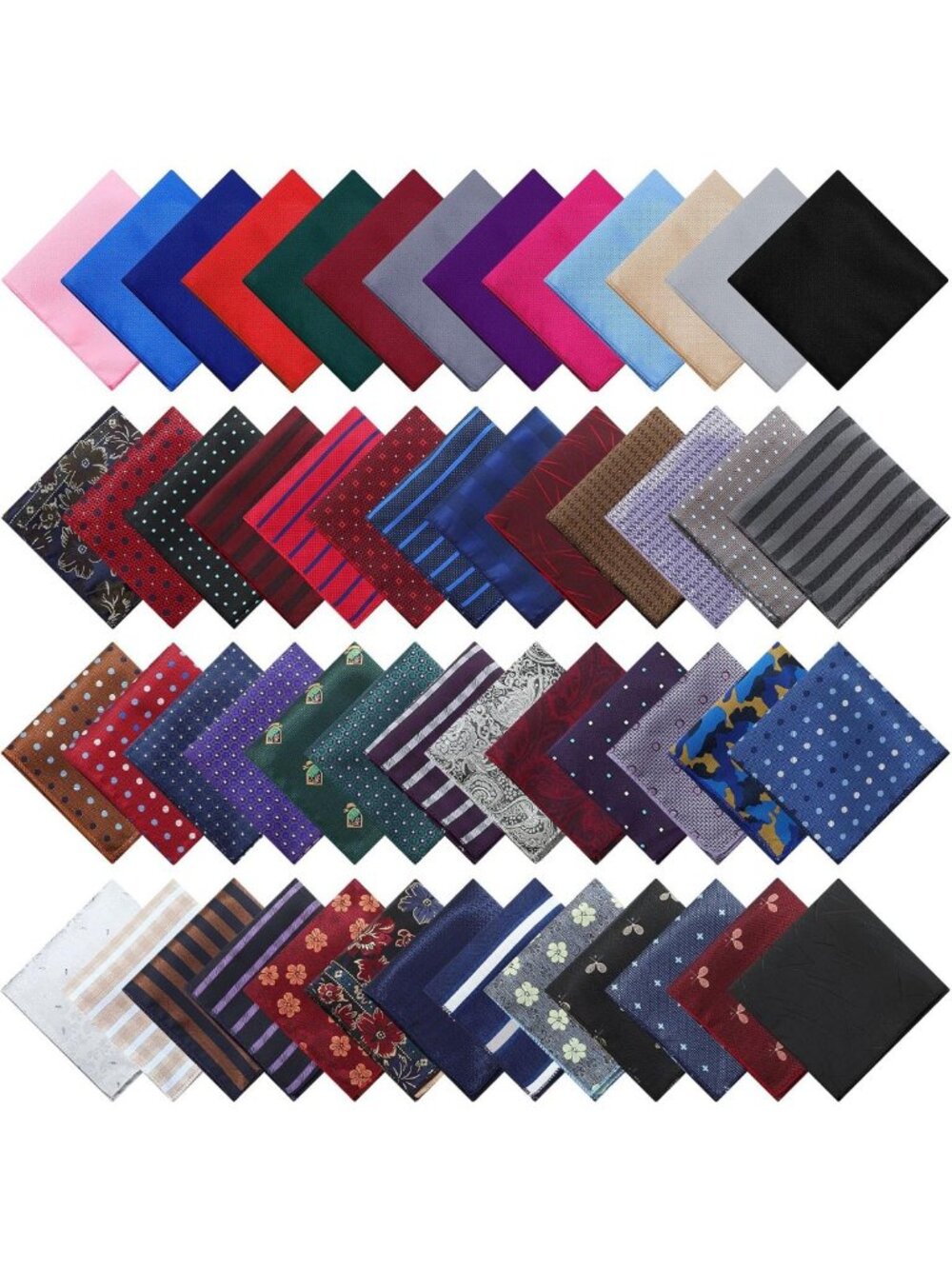 52 Pcs Silk Pocket Squares for Men - Elegant 9.06 Inch Accessories for Suits